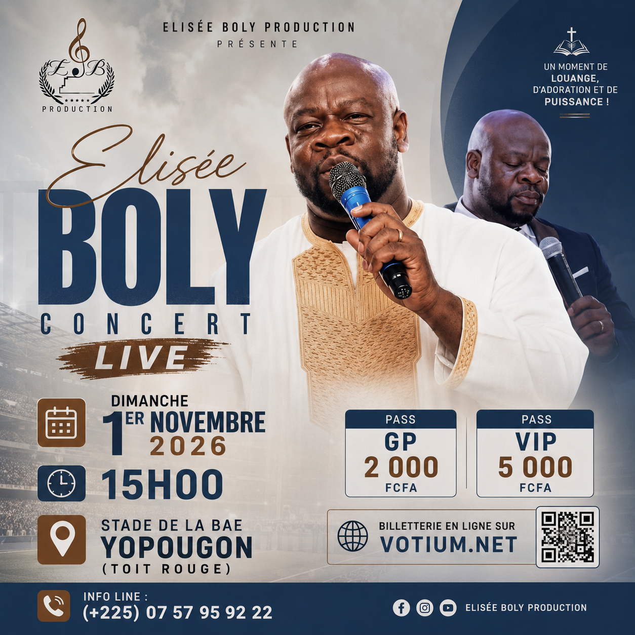 ELISÉE BOLY EN CONCERT AU STADE DE LA BAE YOP TOIT ROUGE